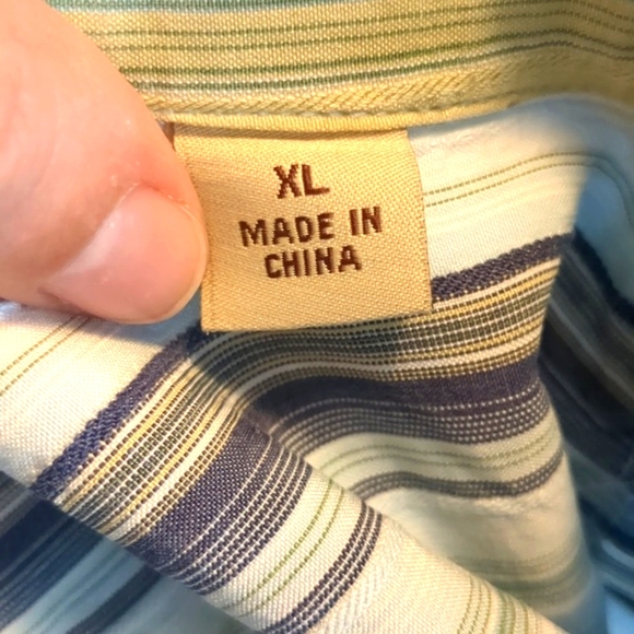 Tommy Bahama Men's Long Sleeve Button Down Shirt Blue Green Stripe Size XL EUC - Picture 9 of 11